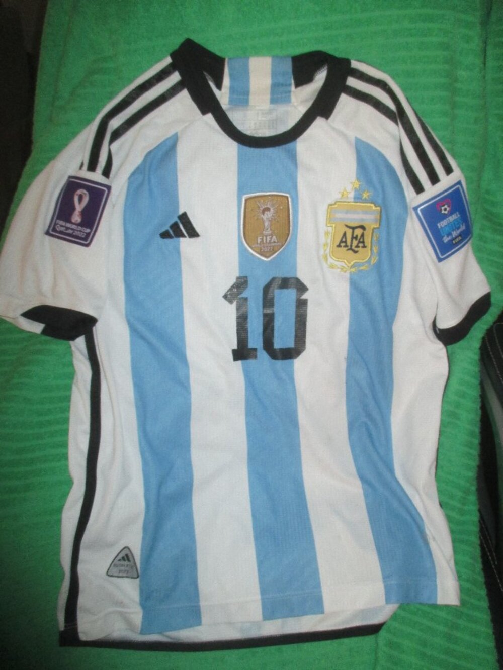Adidas Argentina Lionel Messi #10 Jersey FIFA World Cup Qatar 2022 Youth SMALL